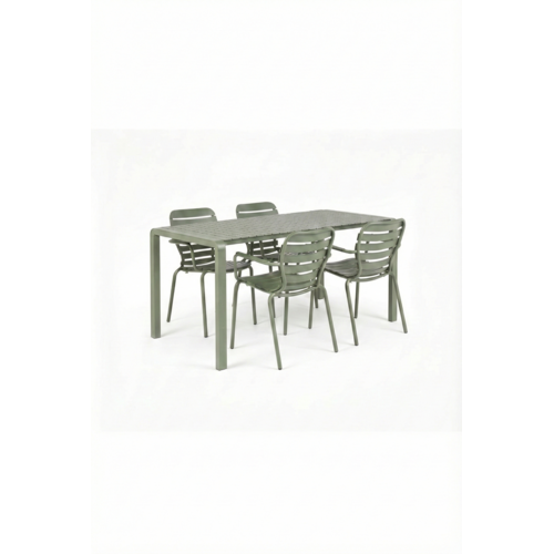 Zuiver Tuinset Vondel - Green (Tafel & 4 Armstoelen)