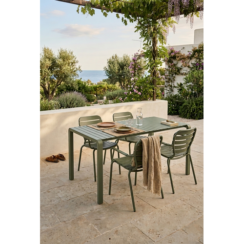 Zuiver Tuinset Vondel - Green (Tafel & 4 Armstoelen)