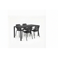 Tuinset Vondel - Black (Tafel & 4 Armstoelen)