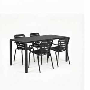 Zuiver Tuinset Vondel - Black (Tafel & 4 Armstoelen)
