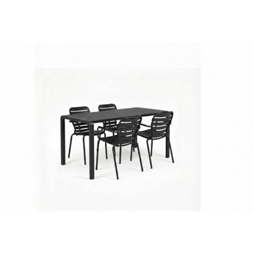 Zuiver Tuinset Vondel - Black (Tafel & 4 Armstoelen)