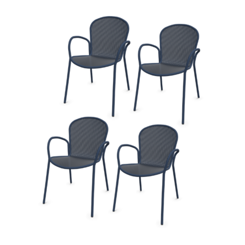 Emu Toonzaalmodel: Set van 4x Ronda X stoelen met armleuning blauw 43