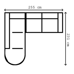 Toonzaalmodel Helsinki in Daisy 206: longchair rond (links) + 2-zit (arm rechts)