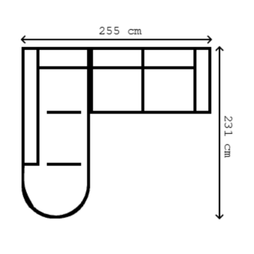 Toonzaalmodel Helsinki in Daisy 206: longchair rond (links) + 2-zit (arm rechts)