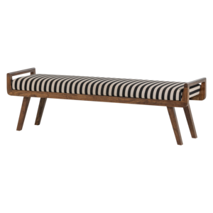 Woood Bankje Valo - Hout Bruin met Streepstof Zwart/Wit Woood Bankje Valo - Hout Bruin met Streepstof Zwart/Wit
