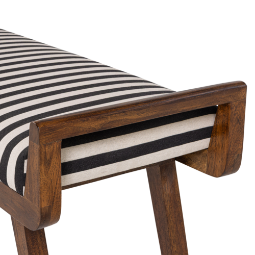 Woood Bankje Valo - Hout Bruin met Streepstof Zwart/Wit