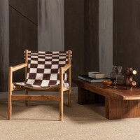 Fauteuil Zano - Bruin Hout met Kelim Zitting Naturel