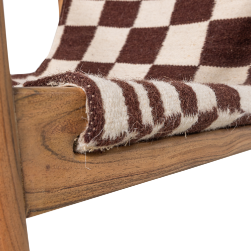 Woood Fauteuil Zano - Bruin Hout met Kelim Zitting Naturel