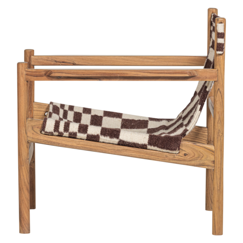 Woood Fauteuil Zano - Bruin Hout met Kelim Zitting Naturel
