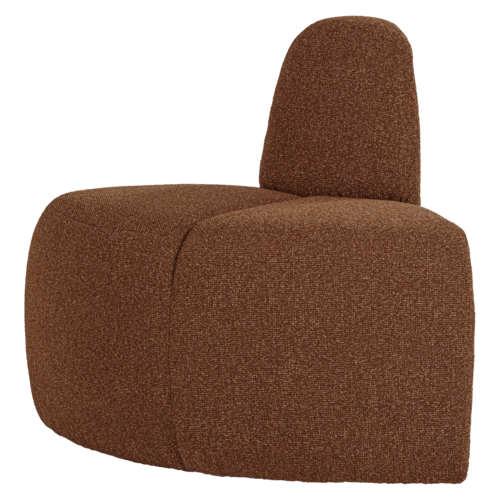 Woood Mojo Eetbank (Hoek Rond) - Bouclé Roestbruin Melange