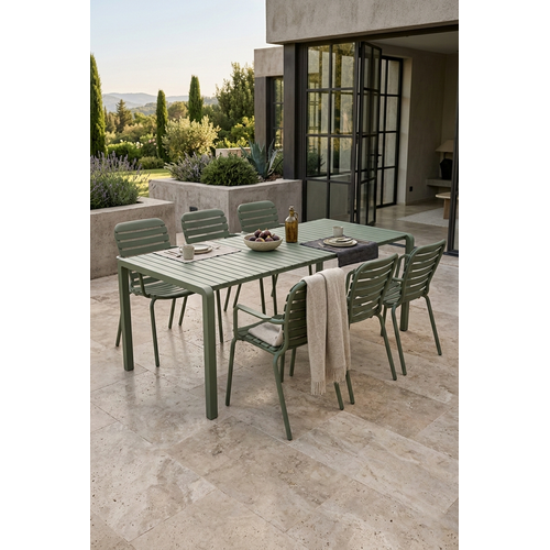 Zuiver Tuinset Vondel - Green (Tafel & 6 Armstoelen) Zuiver Tuinset Vondel - Green (Tafel & 6 Armstoelen)