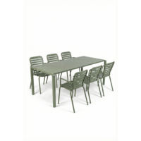 Tuinset Vondel - Green (Tafel & 6 Armstoelen)