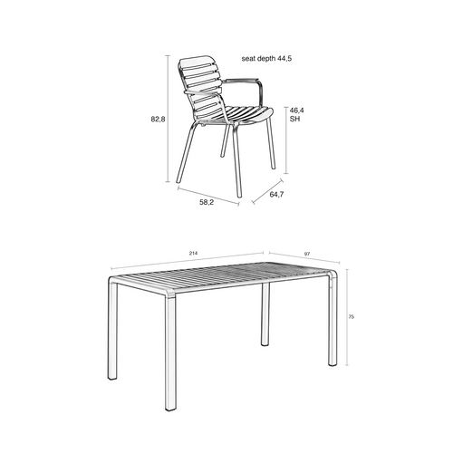 Zuiver Tuinset Vondel - Black (Tafel & 6 Armstoelen) Zuiver Tuinset Vondel - Black (Tafel & 6 Armstoelen)