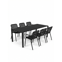 Tuinset Vondel - Black (Tafel & 6 Armstoelen)