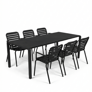 Zuiver Tuinset Vondel - Black (Tafel & 6 Armstoelen)