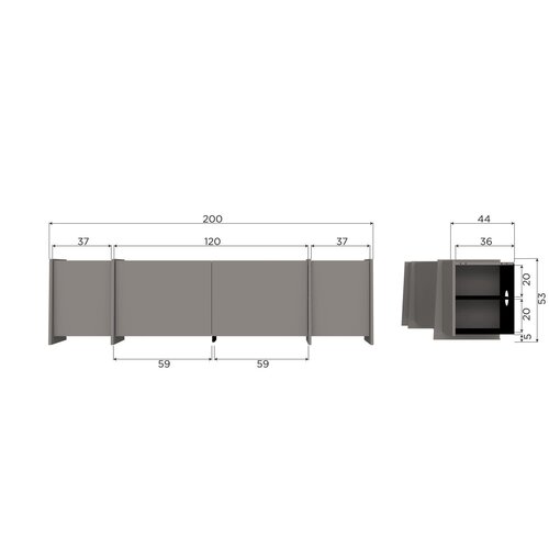 Woood Brock Tv Meubel 200 cm - Warmgrijs Woood Brock Tv Meubel 200 cm - Warmgrijs