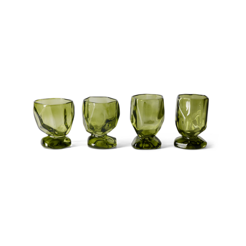 HKliving Set van 4 glazen - Emerald Green HKliving Set van 4 glazen - Emerald Green