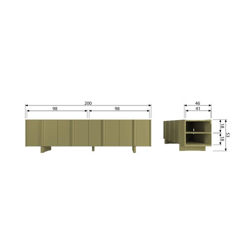 Woood Basu TV-Meubel 200 cm - Moss Woood Basu TV-Meubel 200 cm - Moss
