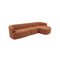 Zetel Cobble - Opstelling: 1,5-zit (arm links) + 1-zit (zonder arm) + Divan rond (rechts) - Stof: Daisy 128 (cat. E)