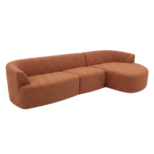 COMF Collection Zetel Cobble - Opstelling: 1,5-zit (arm links) + 1-zit (zonder arm) + Divan rond (rechts) - Stof: Daisy 128 (cat. E)