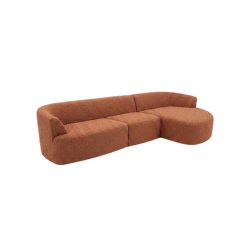 COMF Collection Zetel Cobble - Opstelling: 1,5-zit (arm links) + 1-zit (zonder arm) + Divan rond (rechts) - Stof: Daisy 128 (cat. E)