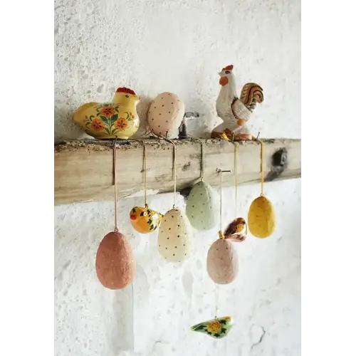 Madam Stoltz Handgeschilderde Kip - Papier Maché - Oranje Madam Stoltz Handgeschilderde Kip - Papier Maché - Oranje