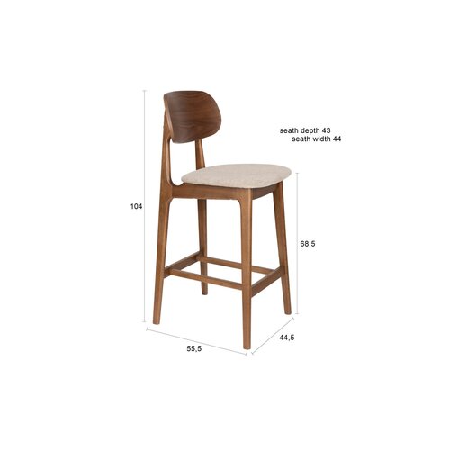 Zuiver Marais Barstoel -Wood/ Beige Zuiver Marais Barstoel -Wood/ Beige