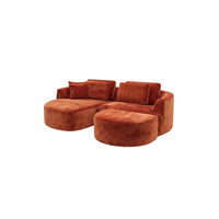 Zetel Cobble - Opstelling: Divan L + 1.5-zit XL R + Hocker Half Rond- Stof: Levis 25 (cat. E)
