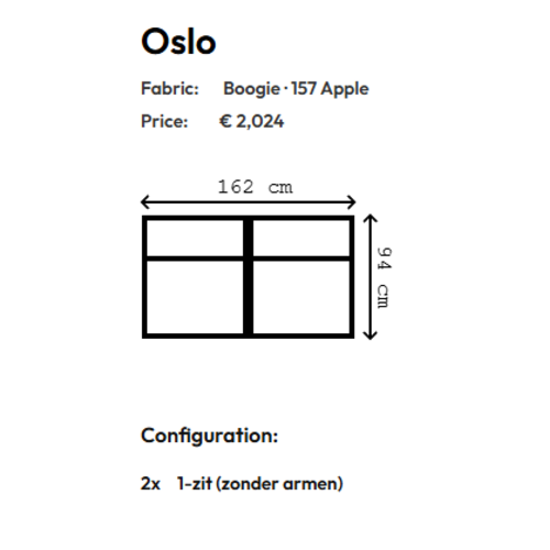 COMF Collection Oslo Zetel met Loungebed: Opstelling 1-zit + 1-zit - Stof Boogie 157 (Apple) (Cat. G) COMF Collection Oslo Zetel met Loungebed: Opstelling 1-zit + 1-zit - Stof Boogie 157 (Apple) (Cat. G)
