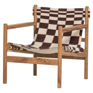 Woood Toonzaalmodel Fauteuil Zano - Bruin Hout met Kelim Zitting Naturel Woood Toonzaalmodel Fauteuil Zano - Bruin Hout met Kelim Zitting Naturel