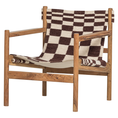 Woood Toonzaalmodel Fauteuil Zano - Bruin Hout met Kelim Zitting Naturel Woood Toonzaalmodel Fauteuil Zano - Bruin Hout met Kelim Zitting Naturel