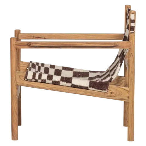 Woood Toonzaalmodel Fauteuil Zano - Bruin Hout met Kelim Zitting Naturel Woood Toonzaalmodel Fauteuil Zano - Bruin Hout met Kelim Zitting Naturel