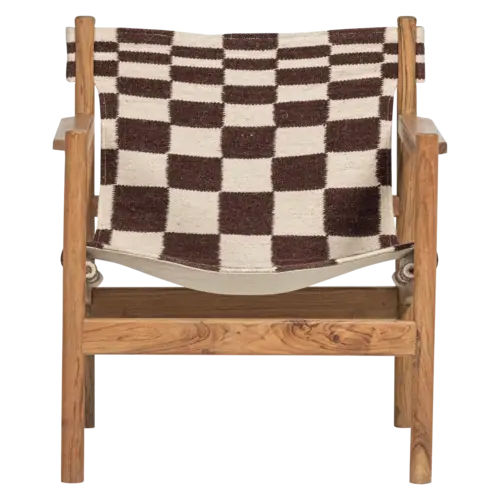 Woood Toonzaalmodel Fauteuil Zano - Bruin Hout met Kelim Zitting Naturel Woood Toonzaalmodel Fauteuil Zano - Bruin Hout met Kelim Zitting Naturel