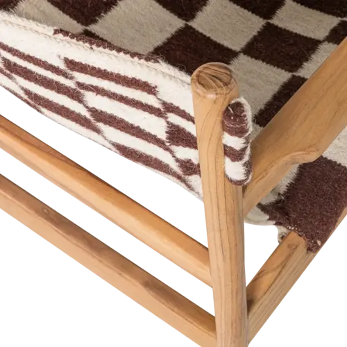 Woood Toonzaalmodel Fauteuil Zano - Bruin Hout met Kelim Zitting Naturel Woood Toonzaalmodel Fauteuil Zano - Bruin Hout met Kelim Zitting Naturel