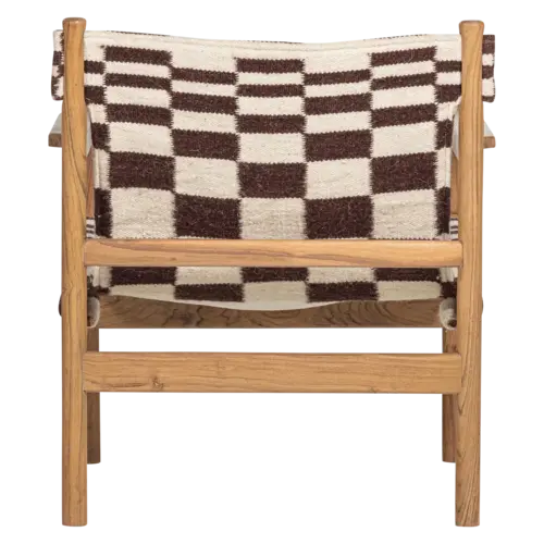 Woood Toonzaalmodel Fauteuil Zano - Bruin Hout met Kelim Zitting Naturel Woood Toonzaalmodel Fauteuil Zano - Bruin Hout met Kelim Zitting Naturel