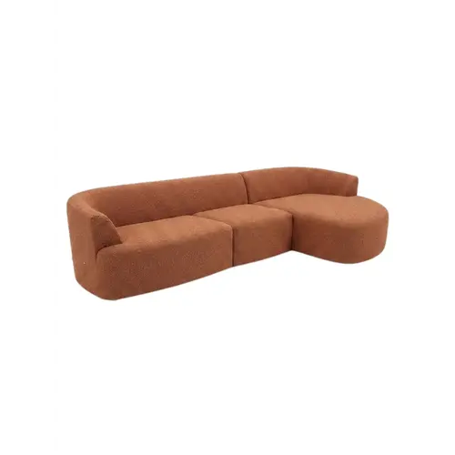 COMF Collection Toonzaalmodel Zetel Cobble - Opstelling: 1,5-zit (arm links) + 1-zit (zonder arm) + Divan rond (rechts) - Stof: Daisy 128 (cat. E)