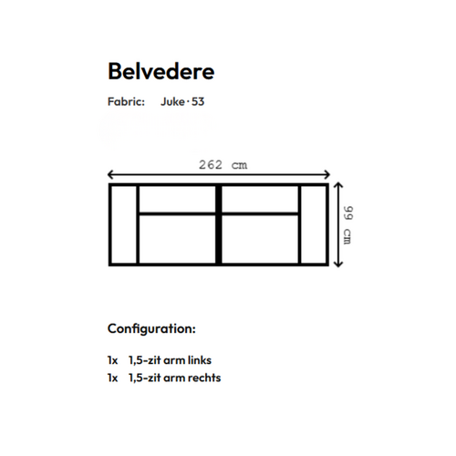 COMF Collection Belvedere zetel - Opstelling: 1.5-zit (links ) + 1.5-zit (rechts) - in Stof: Juke 53