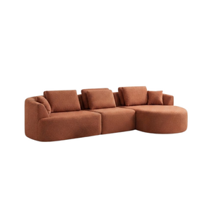COMF Collection Toonzaalmodel Zetel Cobble - Opstelling: 1,5-zit (arm links) + 1-zit (zonder arm) + Divan rond (rechts) - Stof: Daisy 128 (cat. E)