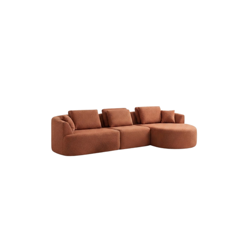 COMF Collection Toonzaalmodel Zetel Cobble - Opstelling: 1,5-zit (arm links) + 1-zit (zonder arm) + Divan rond (rechts) - Stof: Daisy 128 (cat. E)