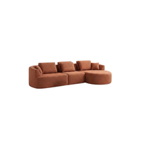 Zetel Cobble - Opstelling: 1,5-zit (arm links) + 1-zit (zonder arm) + Divan rond (rechts) - Stof: Daisy 128 (cat. E)