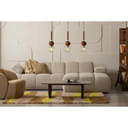 Woood Draaifauteuil Mojo - Bouclé Geel/Bruin Melange Woood Draaifauteuil Mojo - Bouclé Geel/Bruin Melange