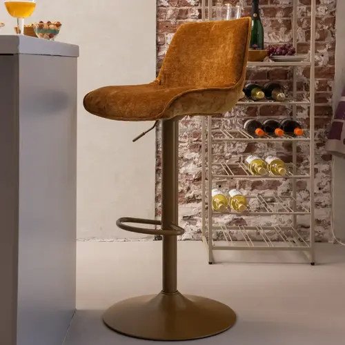 Woood Marten Verstelbare Barstoel - Karamelbruin Woood Marten Verstelbare Barstoel - Karamelbruin