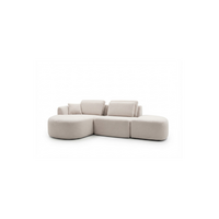 Zetel Cobble - Opstelling: Divan rond arm L + 1.5 zit + Hocker Half Rond - Stof: Touch 02 (cat. D)