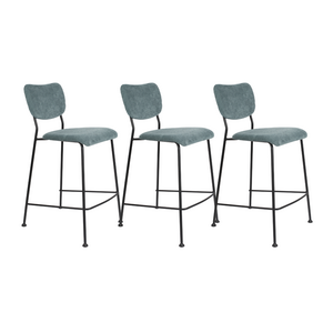 Zuiver Set van 3 Benson Barstoelen - Grey Blue (64,5 cm zithoogte) Zuiver Set van 3 Benson Barstoelen - Grey Blue (64,5 cm zithoogte)