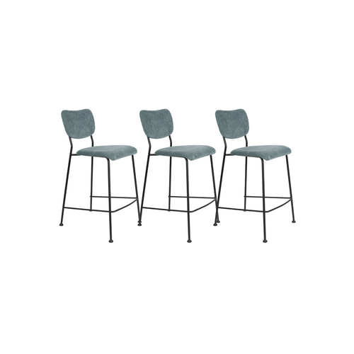 Zuiver Set van 3 Benson Barstoelen - Grey Blue (64,5 cm zithoogte) Zuiver Set van 3 Benson Barstoelen - Grey Blue (64,5 cm zithoogte)