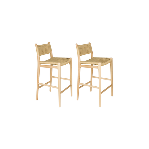 Dutchbone Set van 2 Barstoelen Cecile - Natural Dutchbone Set van 2 Barstoelen Cecile - Natural