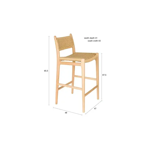 Dutchbone Set van 2 Barstoelen Cecile - Natural Dutchbone Set van 2 Barstoelen Cecile - Natural