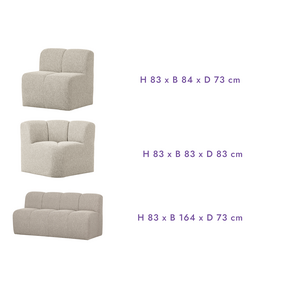 Woood Modulaire Eetbank Mojo - Bouclé Beige Melange: 3 elementen Woood Modulaire Eetbank Mojo - Bouclé Beige Melange: 3 elementen