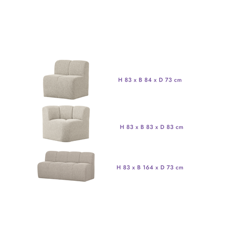 Woood Modulaire Eetbank Mojo - Bouclé Beige Melange: 3 elementen Woood Modulaire Eetbank Mojo - Bouclé Beige Melange: 3 elementen