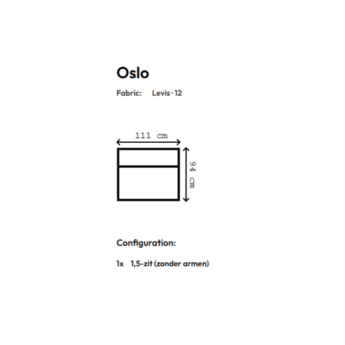 COMF Collection Oslo element in Levis 12: 1,5-zits (zonder armen) (cat. E) COMF Collection Oslo element in Levis 12: 1,5-zits (zonder armen) (cat. E)